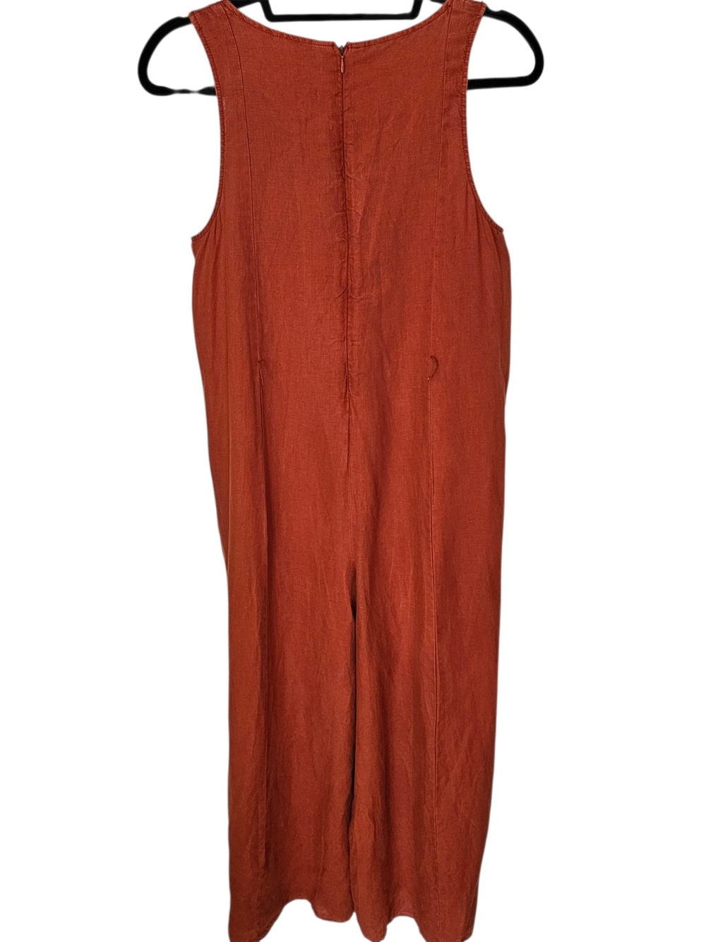 Sleeveless Linen Wide-Leg Jumpsuit in Terracota Red - Picture 6 of 10